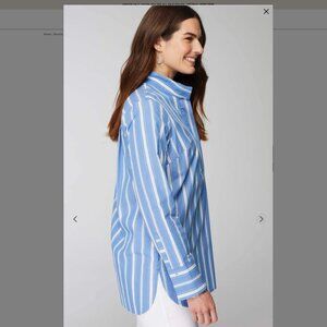 NWT J. Jill Cotton Stand-Collar Tunic Blue White Stripes Women's XLP